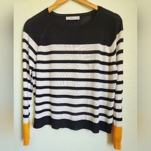 Zara Knit Black & White Stripe Sweater Size Small